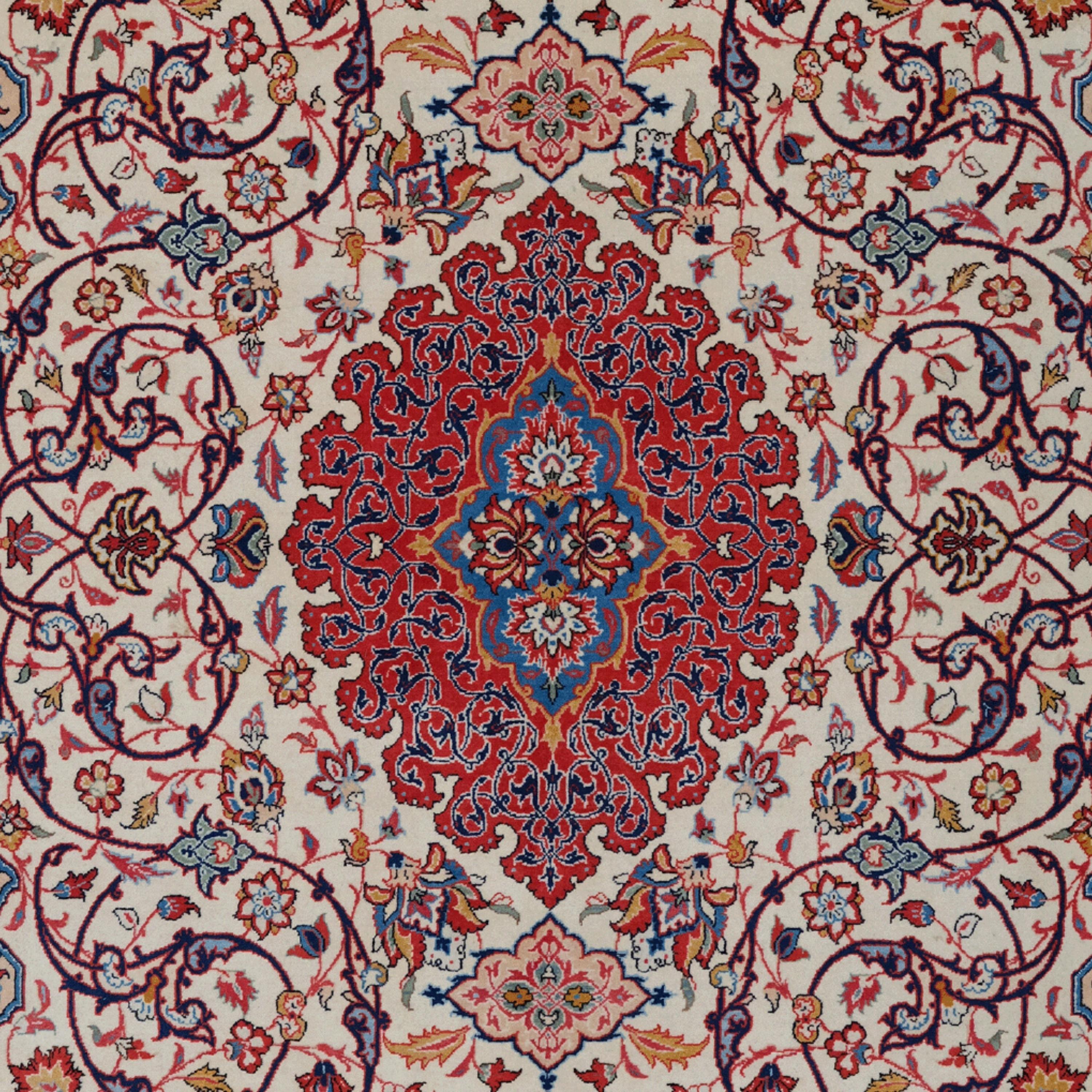 Asian Antique Isfahan Rug - Late of 19th Century Isfahan Rug, Antique Rug, Vintage Rug For Sale