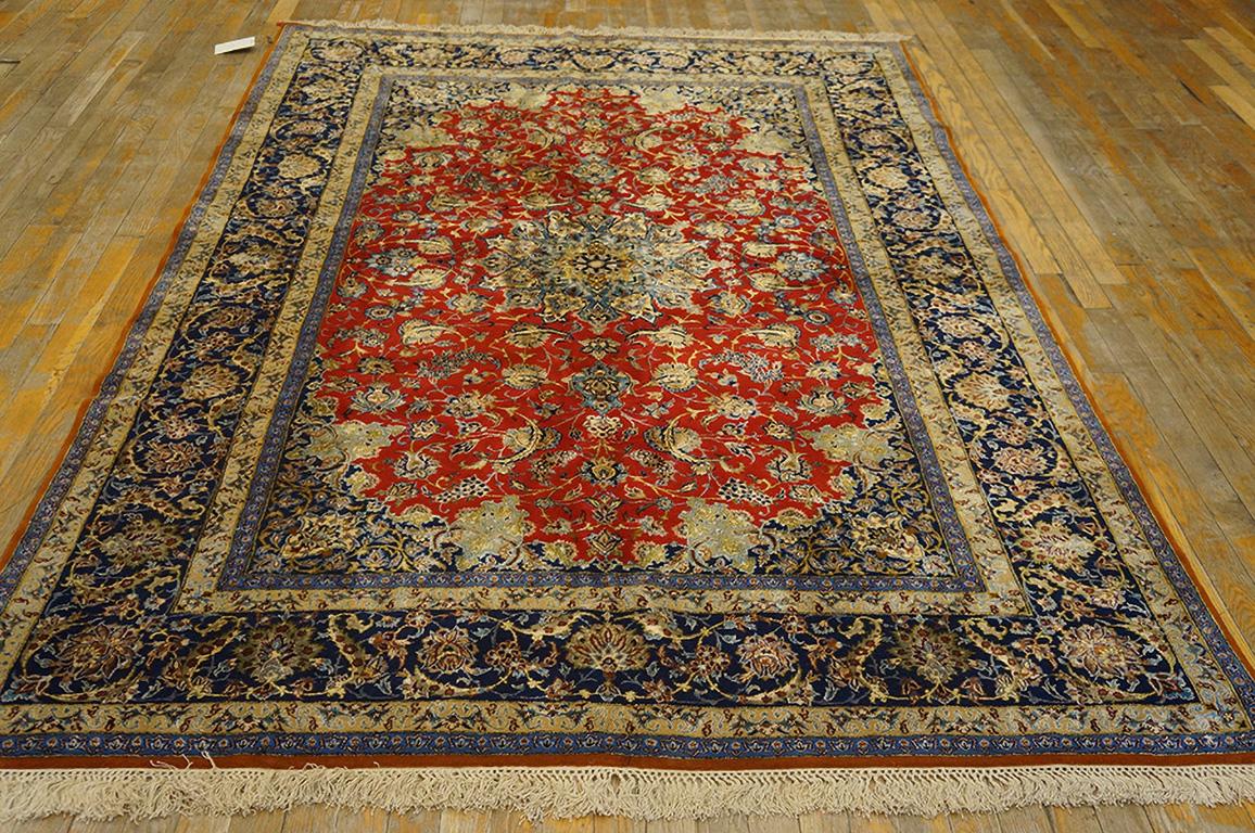 Antique Isfahan silk rug, size: 5' 5'' x 8' 0''.