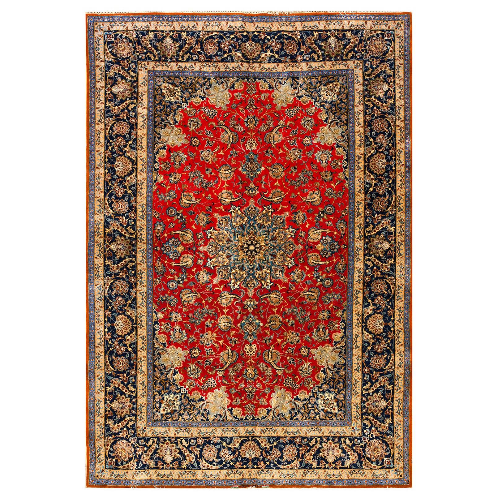 Antique Isfahan Silk Rug 5' 5" x 8' 0"  For Sale