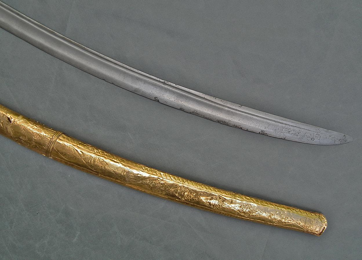 Antique Islamic Arab Sword Solid 22k Gold Mounts Damascus Steel Mughal Shamshir For Sale 6