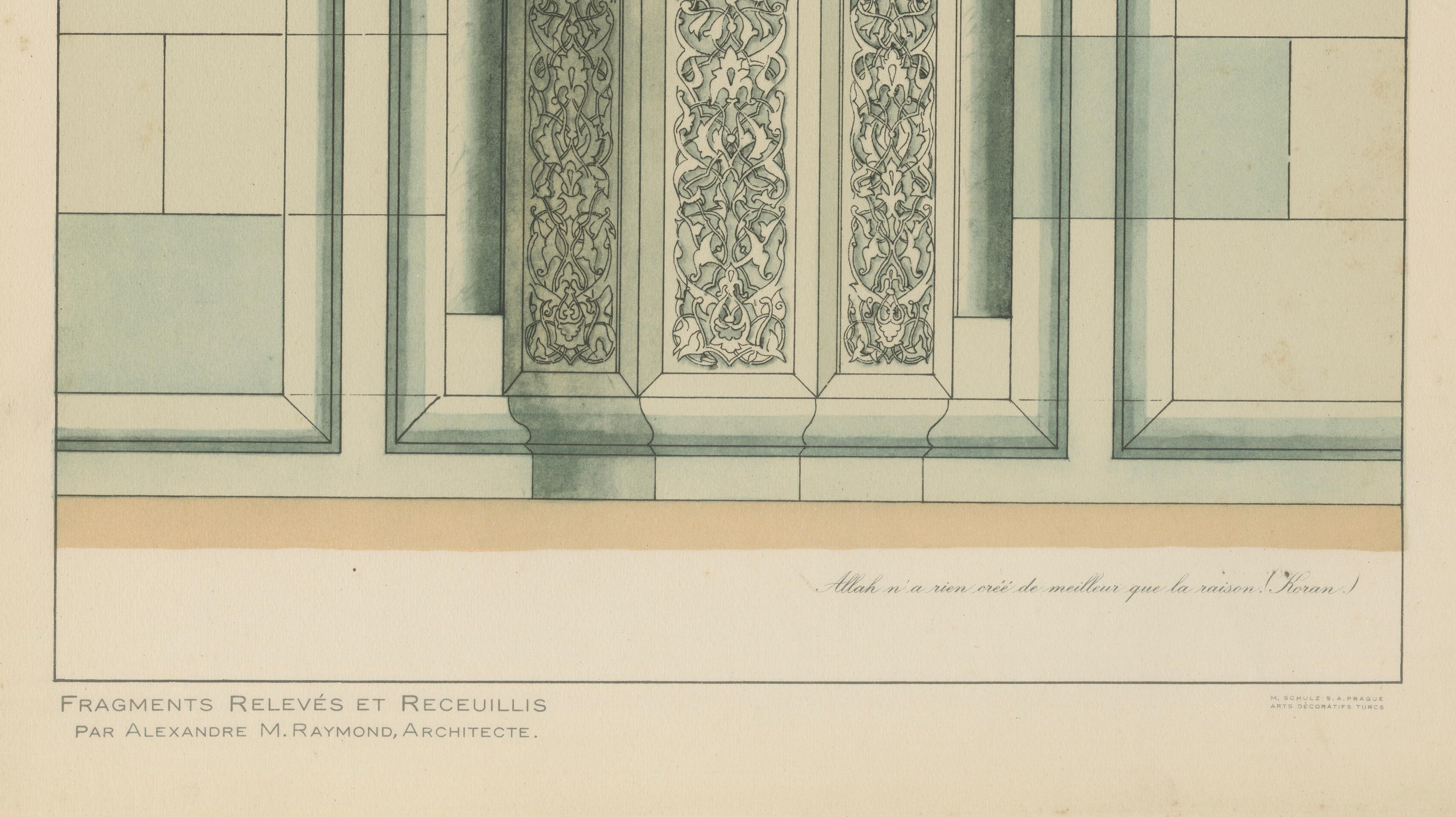 Antique Islamic Architectural Print, Ottoman Niche Design, Bursa Turkey, 1924
