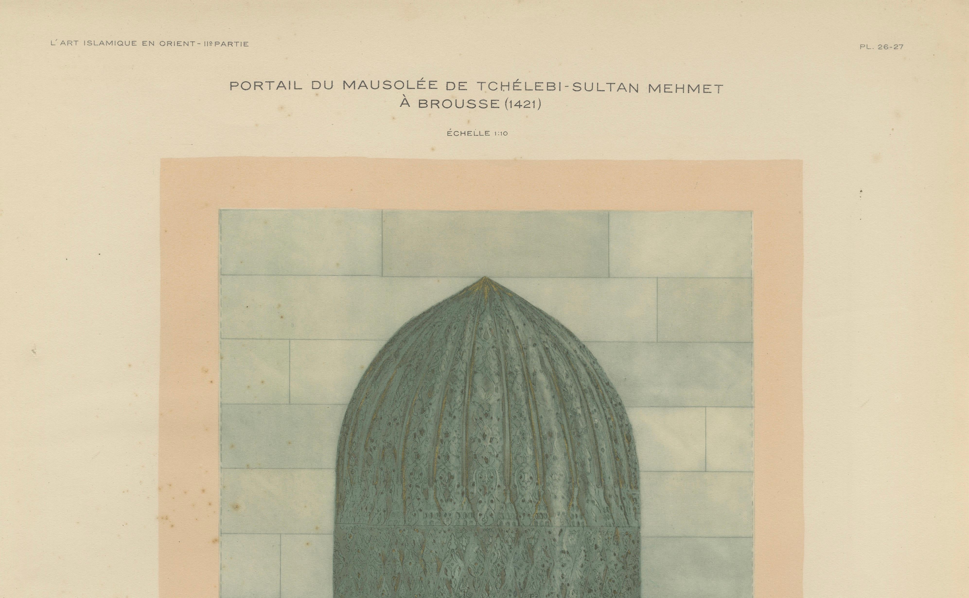 Antique Islamic Architecture Print, Green Tomb Portal Bursa, Raymond 1924