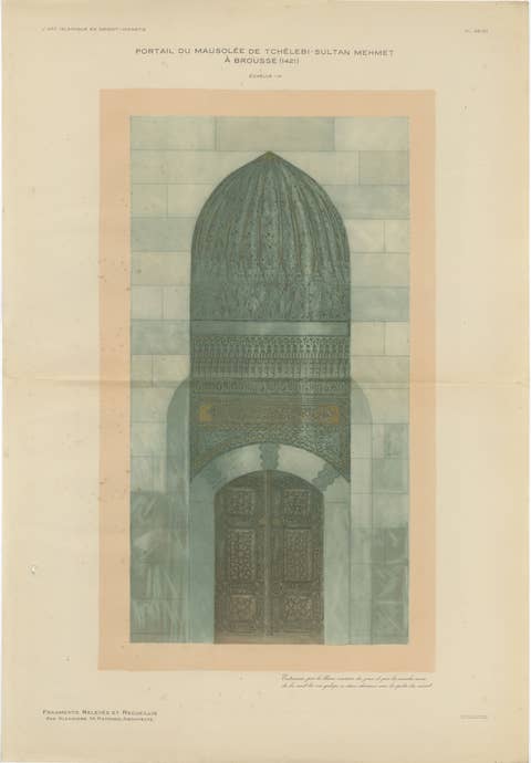 Antique Islamic Architecture Print, Green Tomb Portal Bursa, Raymond 1924