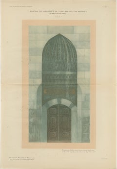 Antique Islamic Architecture Print, Green Tomb Portal Bursa, Raymond 1924