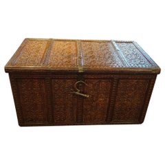 Antique Islamic carved marriage chest 