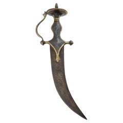 Antique Islamic Curved Dagger With Gold Inlay