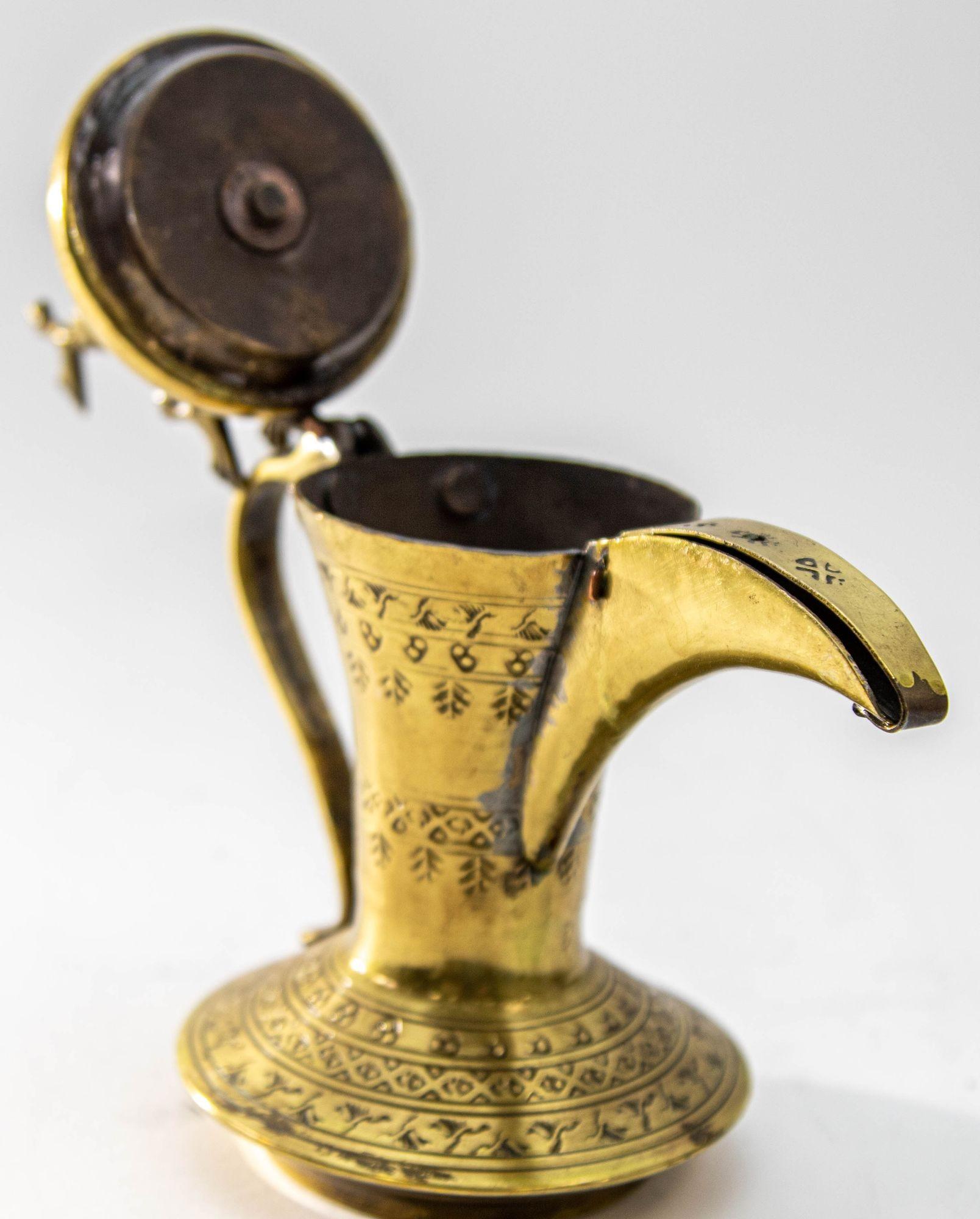 Antique Islamic Dallah Arabic Turkish Brass Coffee Pot or Tea Pot For Sale 9