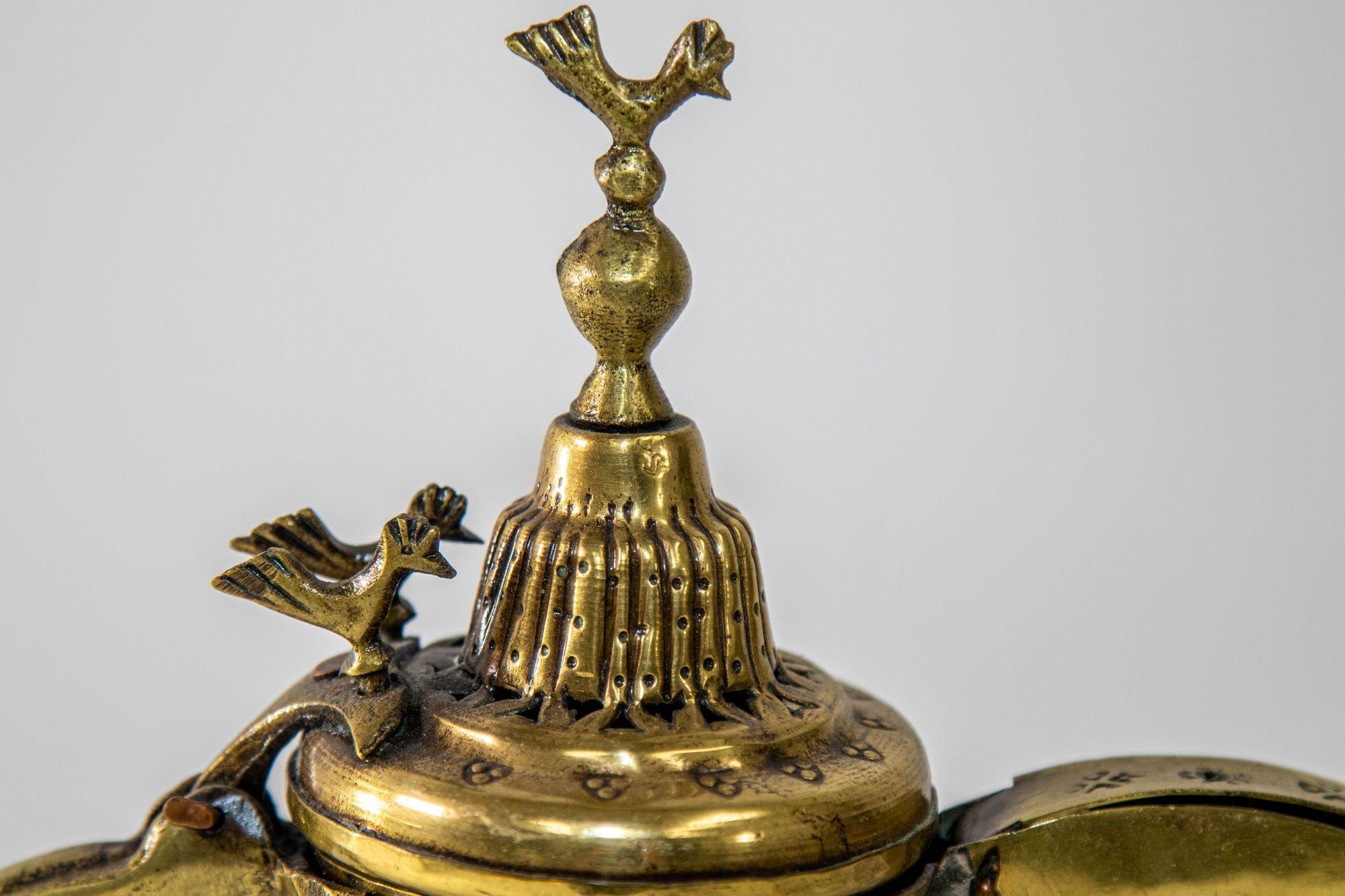 Antique Islamic Dallah Arabic Turkish Brass Coffee Pot or Tea Pot For Sale 10