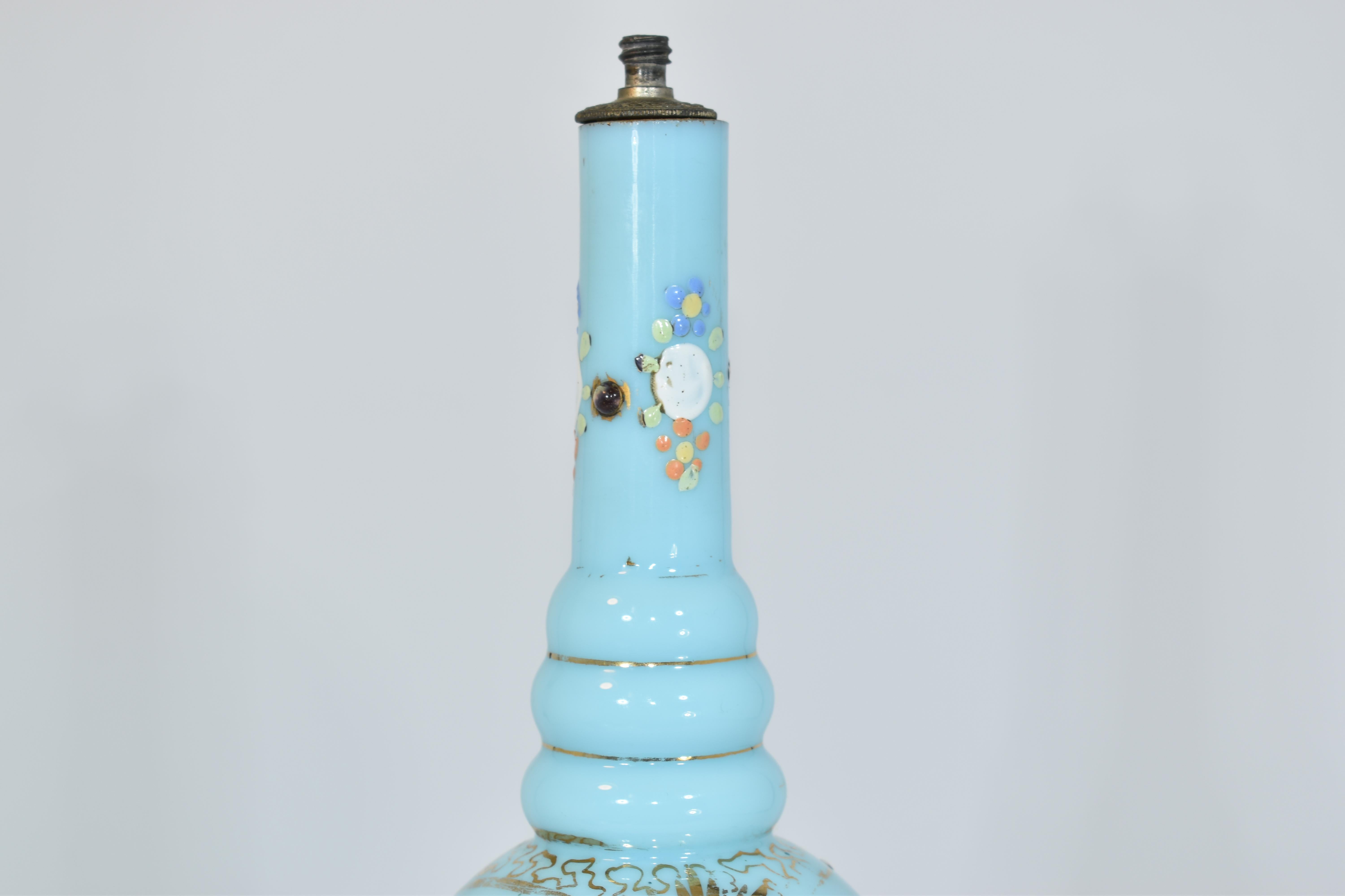 Antique Islamic Enameled Opaline Glass Rose Water Sprinkler, 19th Century For Sale 1