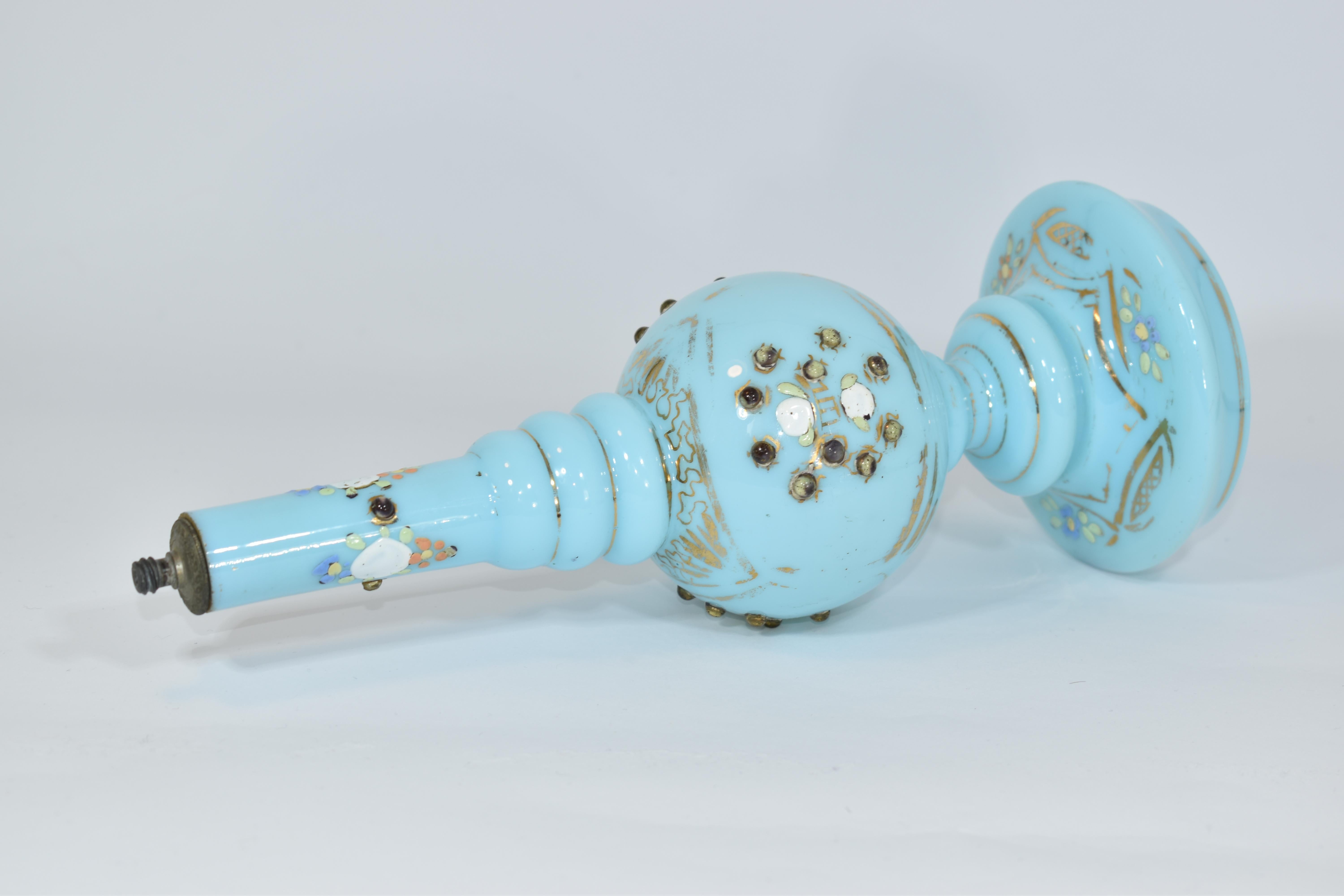 Antique Islamic Enameled Opaline Glass Rose Water Sprinkler, 19th Century For Sale 4