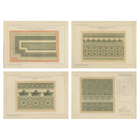 Antique Islamic Geometric Ornament Prints, Set of Four, Konya & Anatolia, 1924