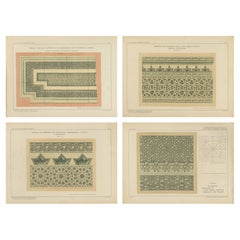Estampes anciennes représentant des motifs géométriques islamiques, lot de quatre, Konya et Anatolie, 1924