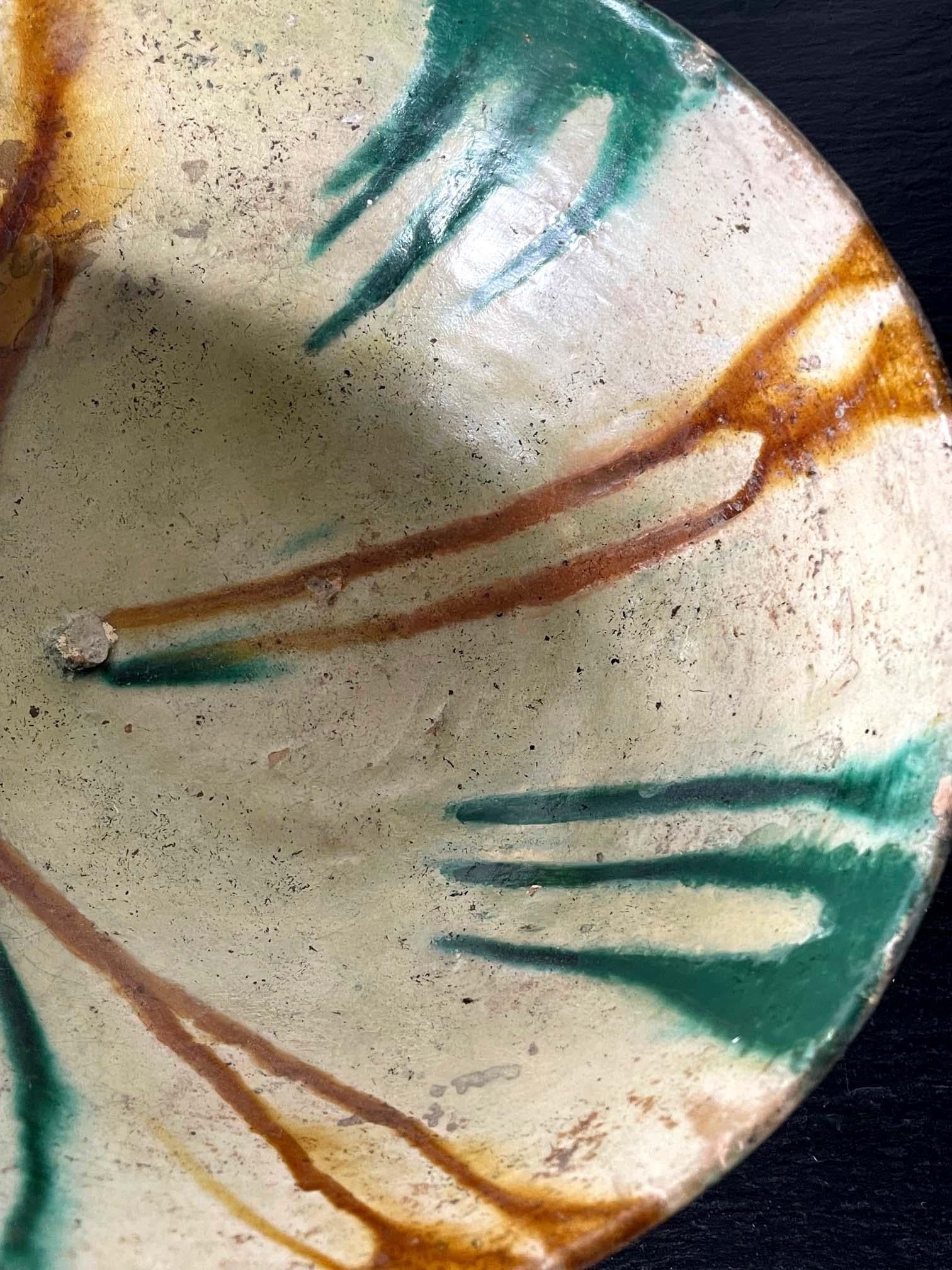 Antique Islamic Glazed Ceramic Bowl with Splashed Decoration  For Sale 4