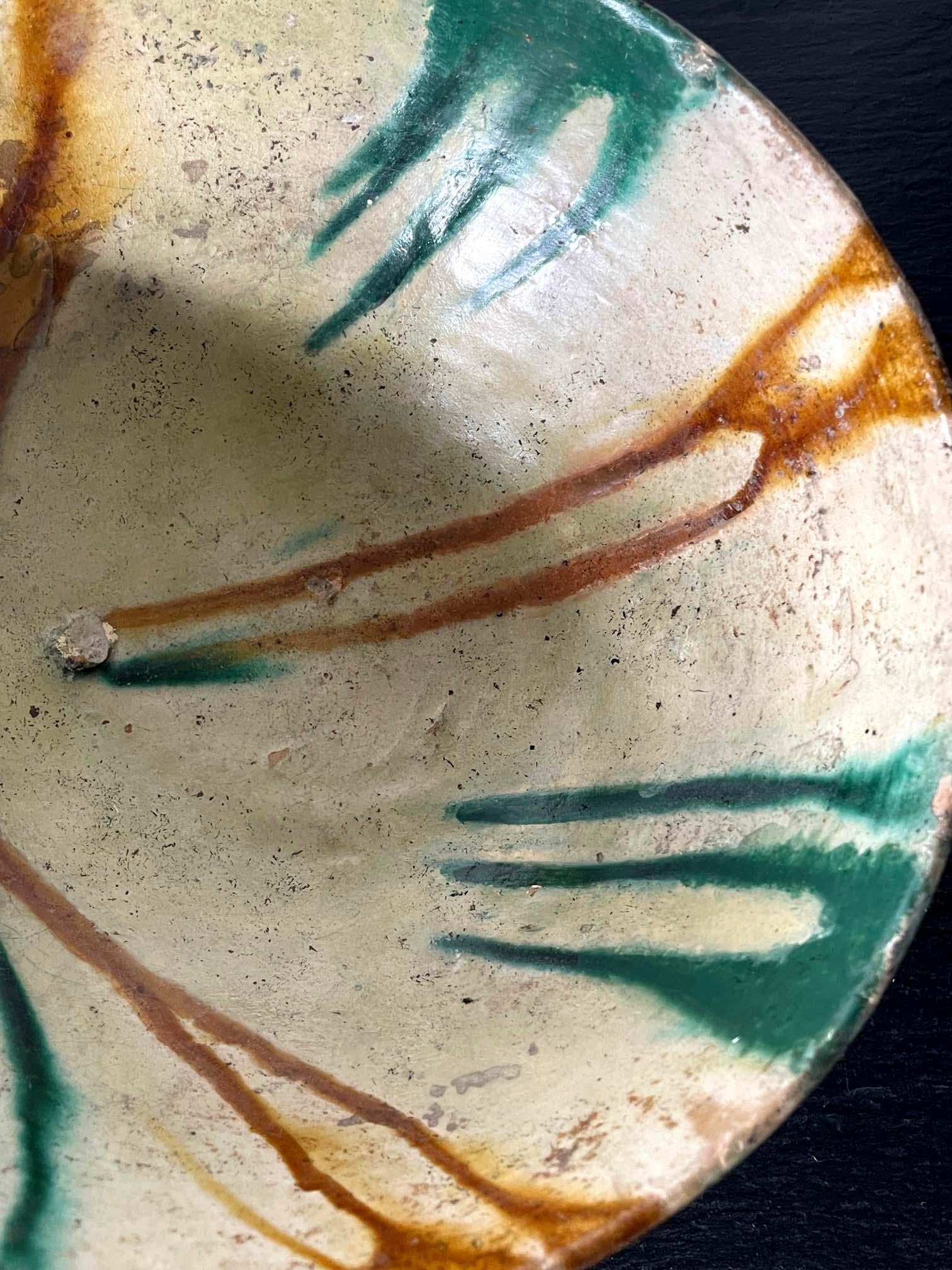 Antique Islamic Glazed Ceramic Bowl with Splashed Decoration For Sale 5