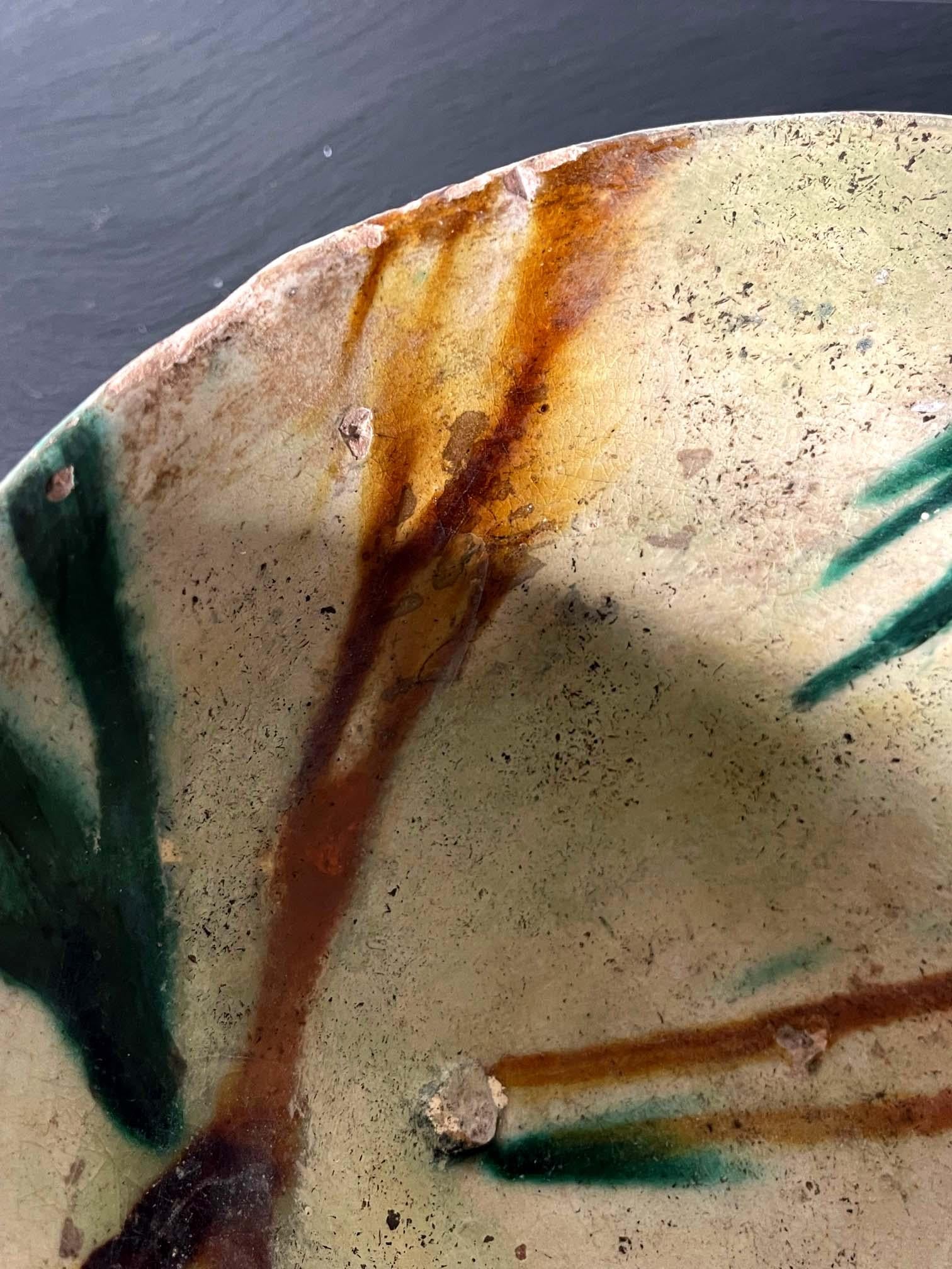 Antique Islamic Glazed Ceramic Bowl with Splashed Decoration  For Sale 6