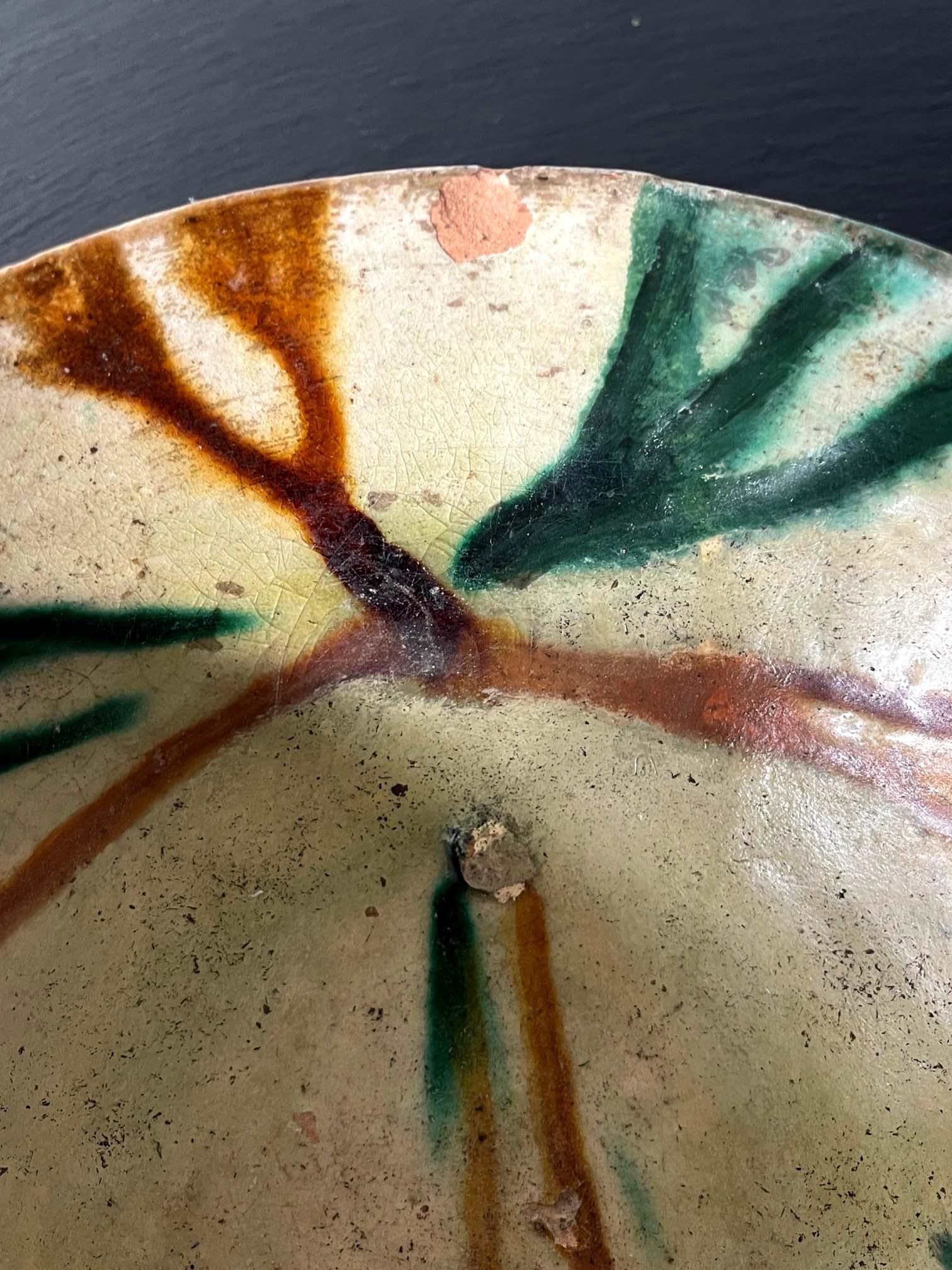 Antique Islamic Glazed Ceramic Bowl with Splashed Decoration  For Sale 8