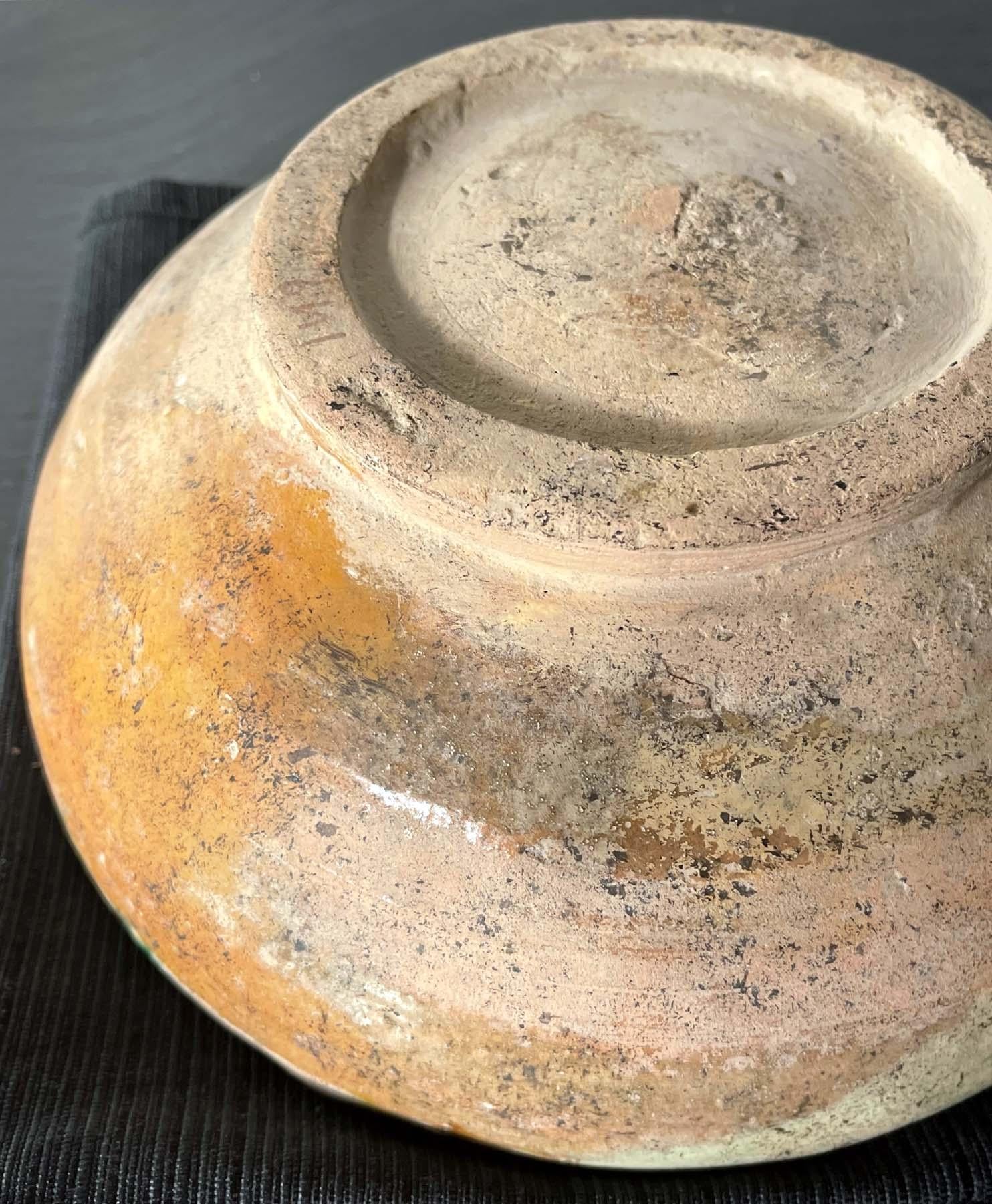 Antique Islamic Glazed Ceramic Bowl with Splashed Decoration  For Sale 9