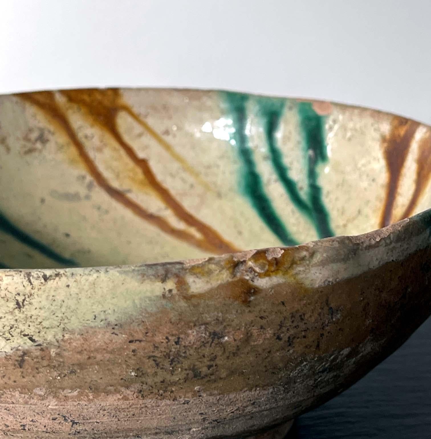Antique Islamic Glazed Ceramic Bowl with Splashed Decoration  For Sale 10