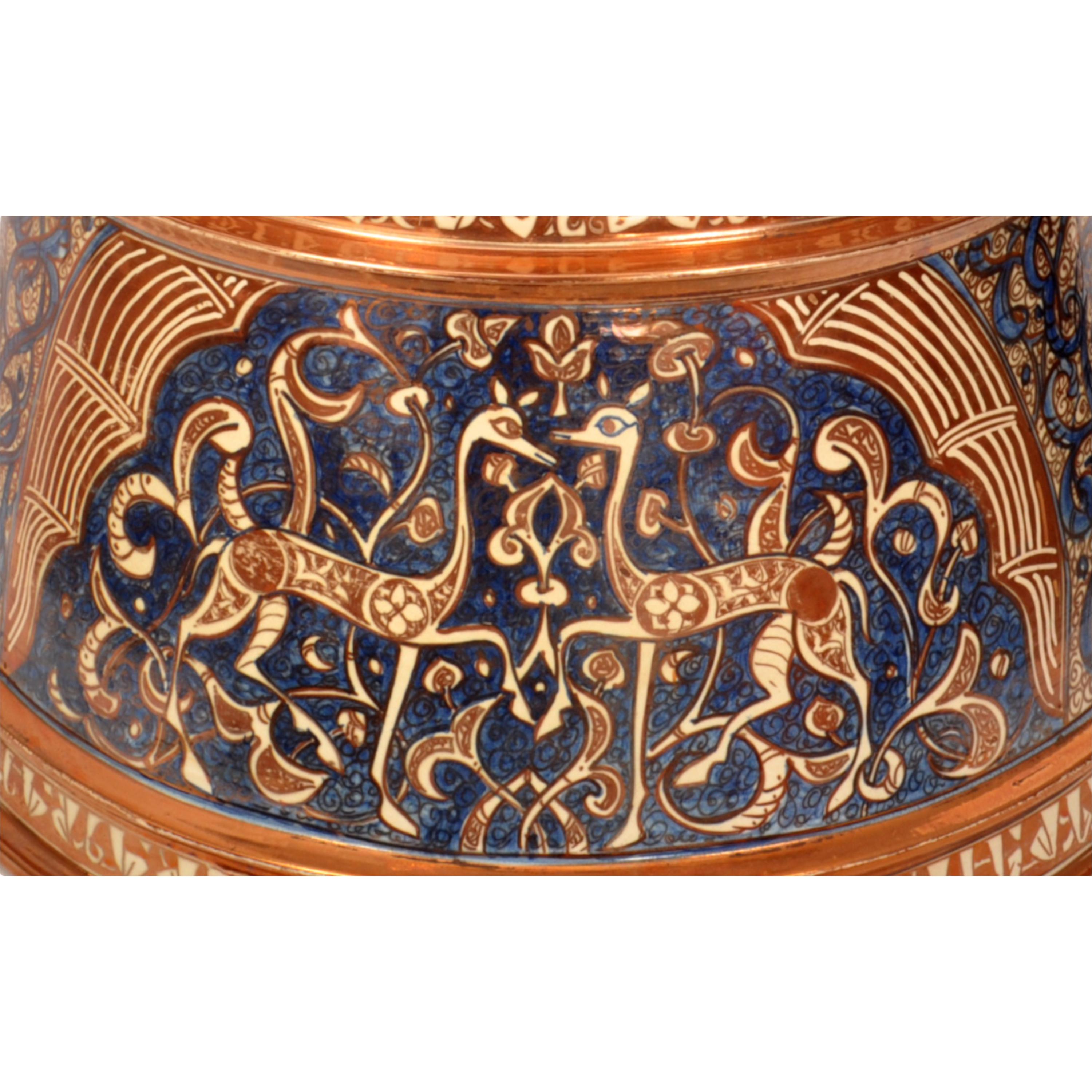 Antique Islamic Hispano Moresque Lustre Pottery Mamluk Nasrid Candlestick 1870 For Sale 4