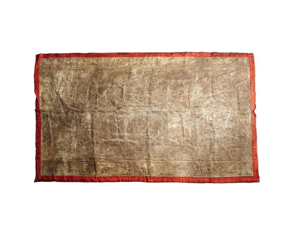 Unknown Antique Islamic Metal Thread Embroidered Velvet Panel