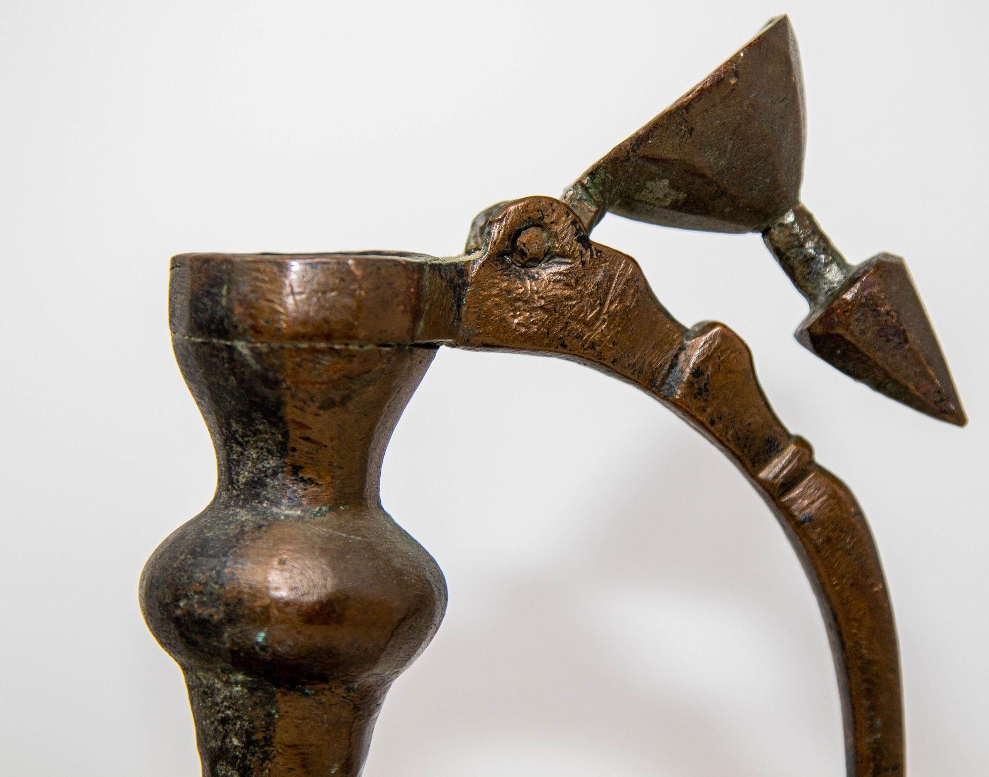 Antique Islamic Middle Eastern Qajar Persian Copper Ewer 19th Century For Sale 6
