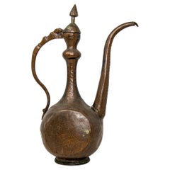 Antique Islamic Middle Eastern Qajar Persian Copper Ewer 19th Century