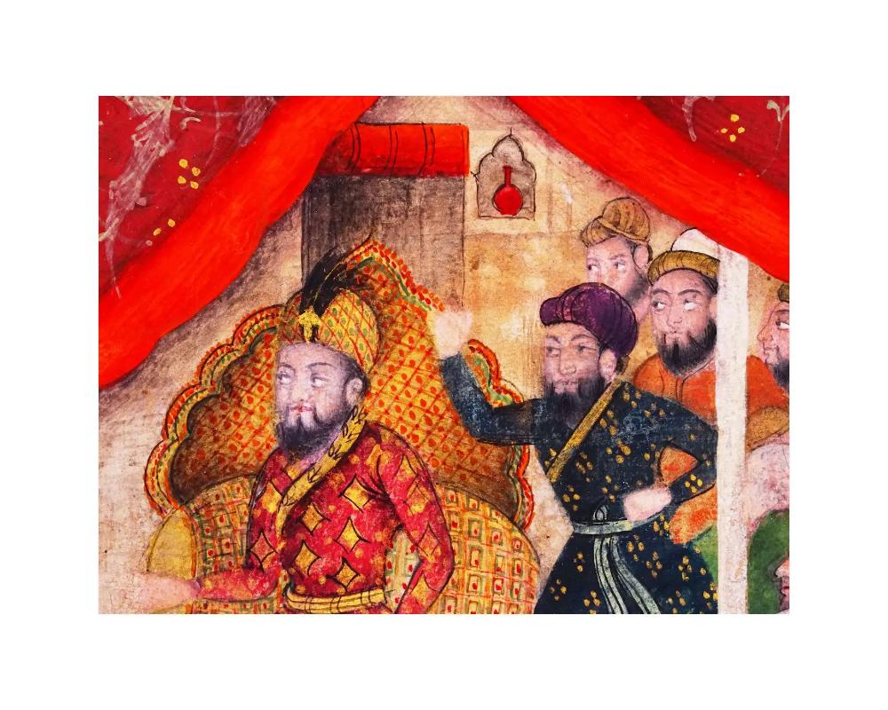 Islamico Antico dipinto islamico in miniatura su carta A.I.C. 1800 in vendita
