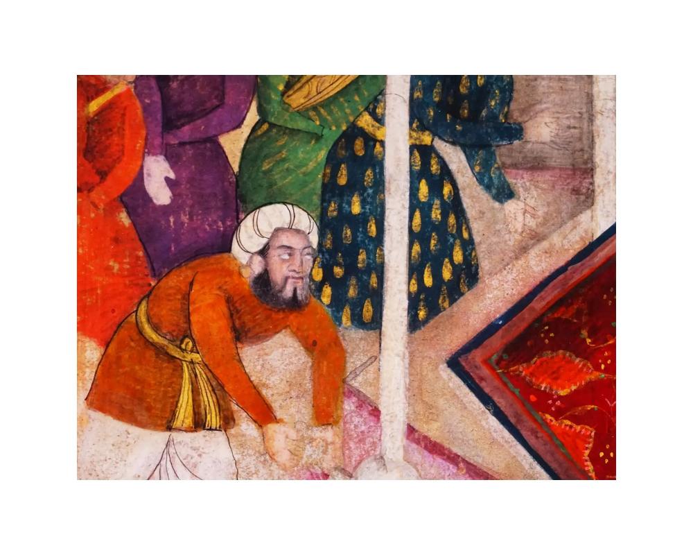 Antique Islamic Miniature Painting On Paper C 1800 In Good Condition For Sale In New York, NY