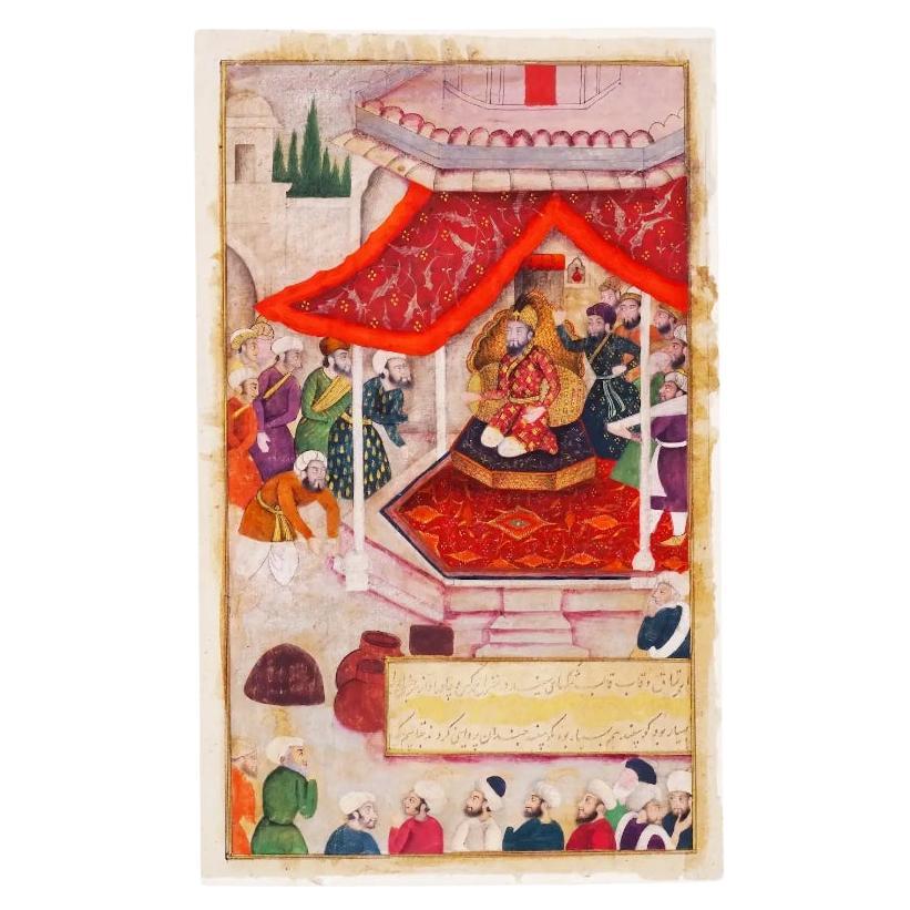 Antique Islamic Miniature Painting On Paper C 1800 For Sale