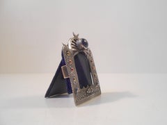 Antiker islamischer Miniaturrahmen aus Silber mit Blutstein in Rose, Weiß und Gelbgold