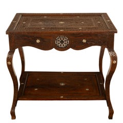 Antique Islamic Moorish Arab Mother-of-Pearl Inlaid & Carved Table Damascus 1890