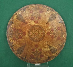 Antique Islamic Mughal Indian Painted And Lacquered Hide Shield Dhal 18th C
