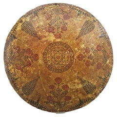 Antique Islamic Mughal Indian Painted And Lacquered Hide Shield Dhal 18th C