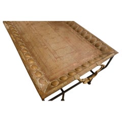 Antique Islamic Mughal Rectangular Copper Metal Tray Table