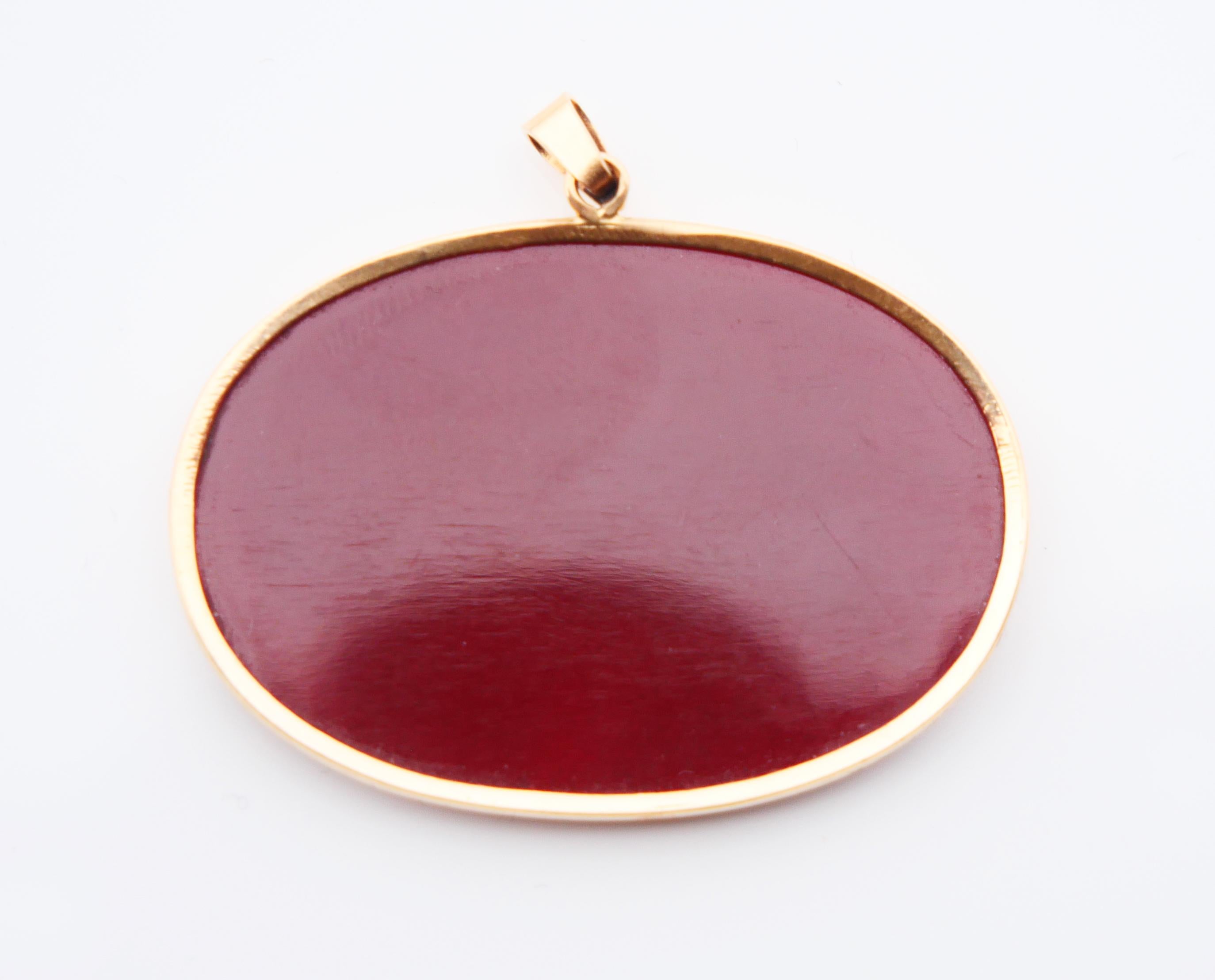 Antiker islamischer Anhänger Intaglio Roter Onyx massiv 14K Gold / 11.3gr (Art nouveau) im Angebot