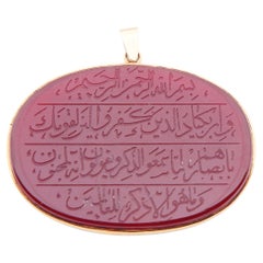 Ciondolo islamico antico Intaglio di onice rossa in oro massiccio 14K / 11,3gr