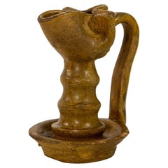 Antique Islamic Persian Nishapur Style Ceramic Glazed Oil Lamp
