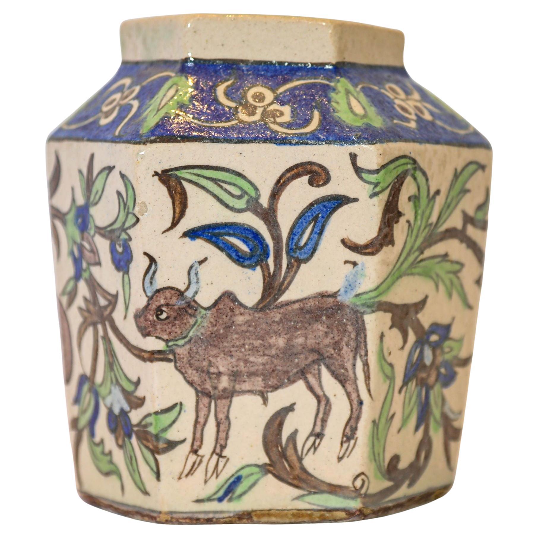 Antique Islamic Persian Qajar Dynasty Glazed Pottery Vase