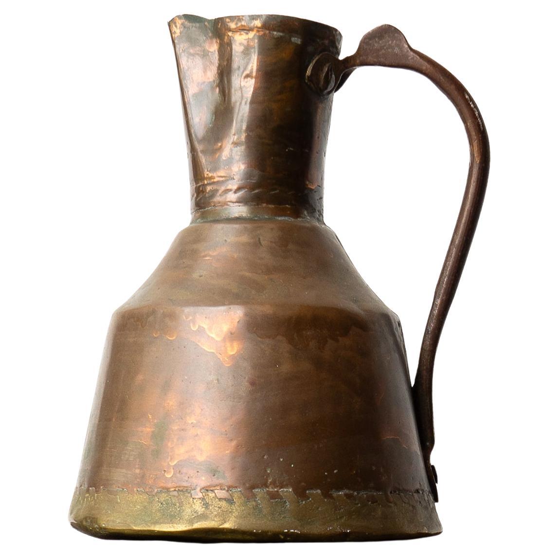Antique Islamic Primitive Copper Water Jug Ewer, Ottoman Empire, 19th Century For Sale