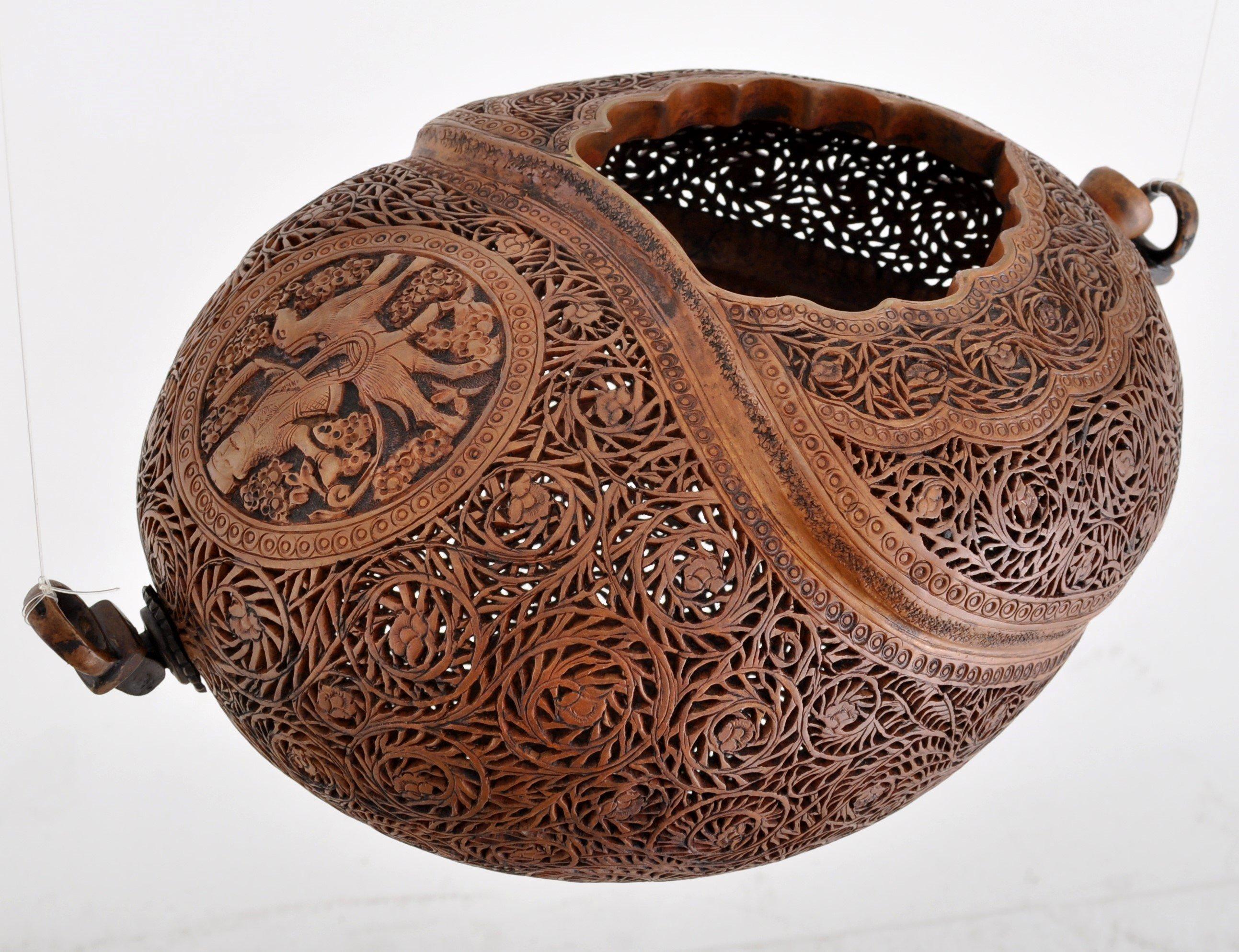 Engraved Antique Islamic Qajar Persian Sufi Arab Brass Kashkul / Begging Bowl, circa 1800