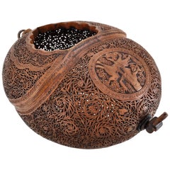 Antique Islamic Qajar Persian Sufi Arab Brass Kashkul / Begging Bowl, circa 1800