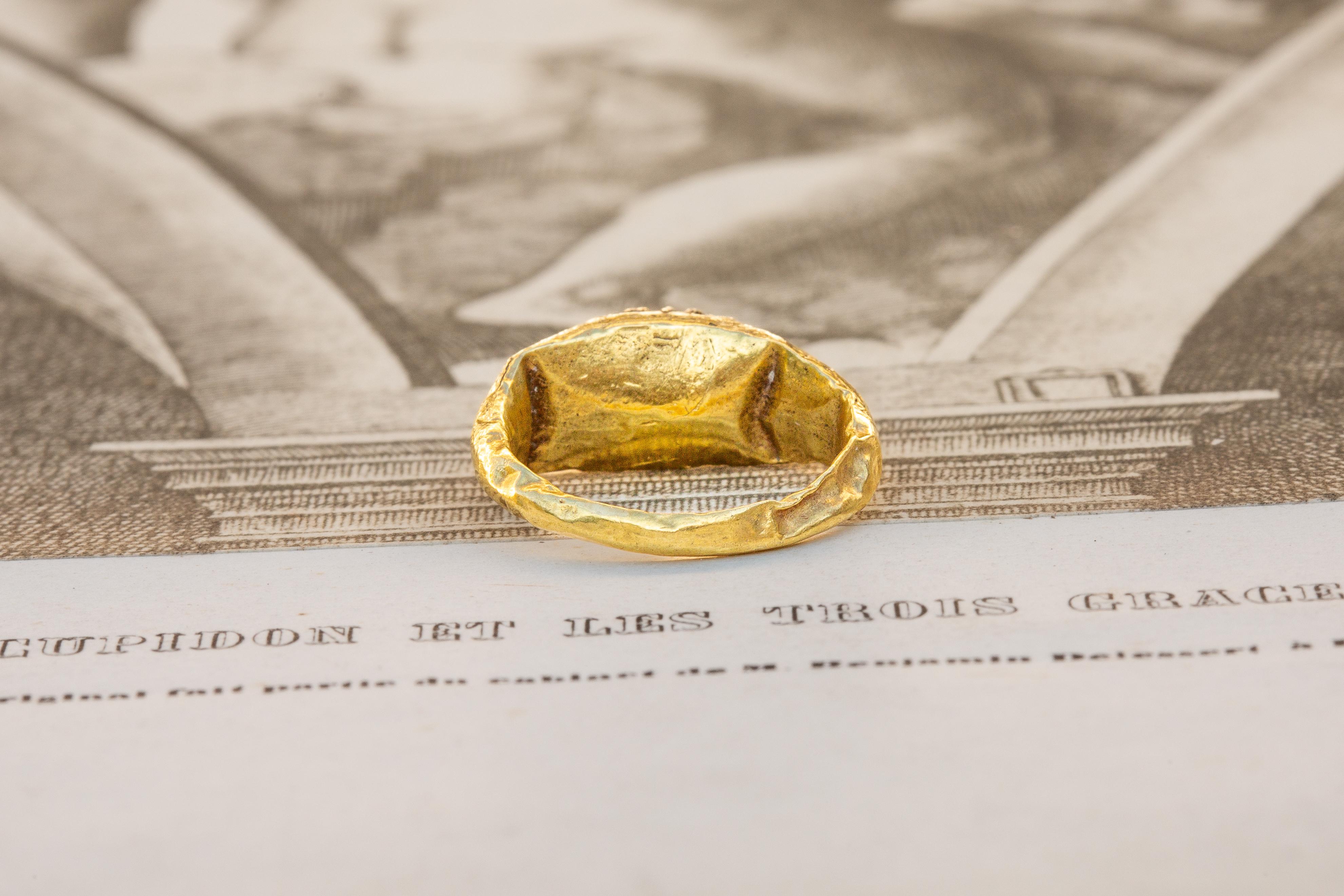 Antique Islamic Seljuk ‘Selçuklu’ Period Gold Ring with Garnet 12th Century AD 3