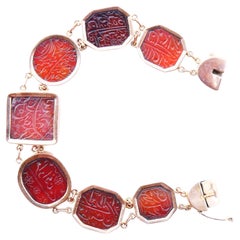 Antique Islamic Shia Intaglio Bracelet Carnelian solid 14K Rose Gold 18cm/ 29gr