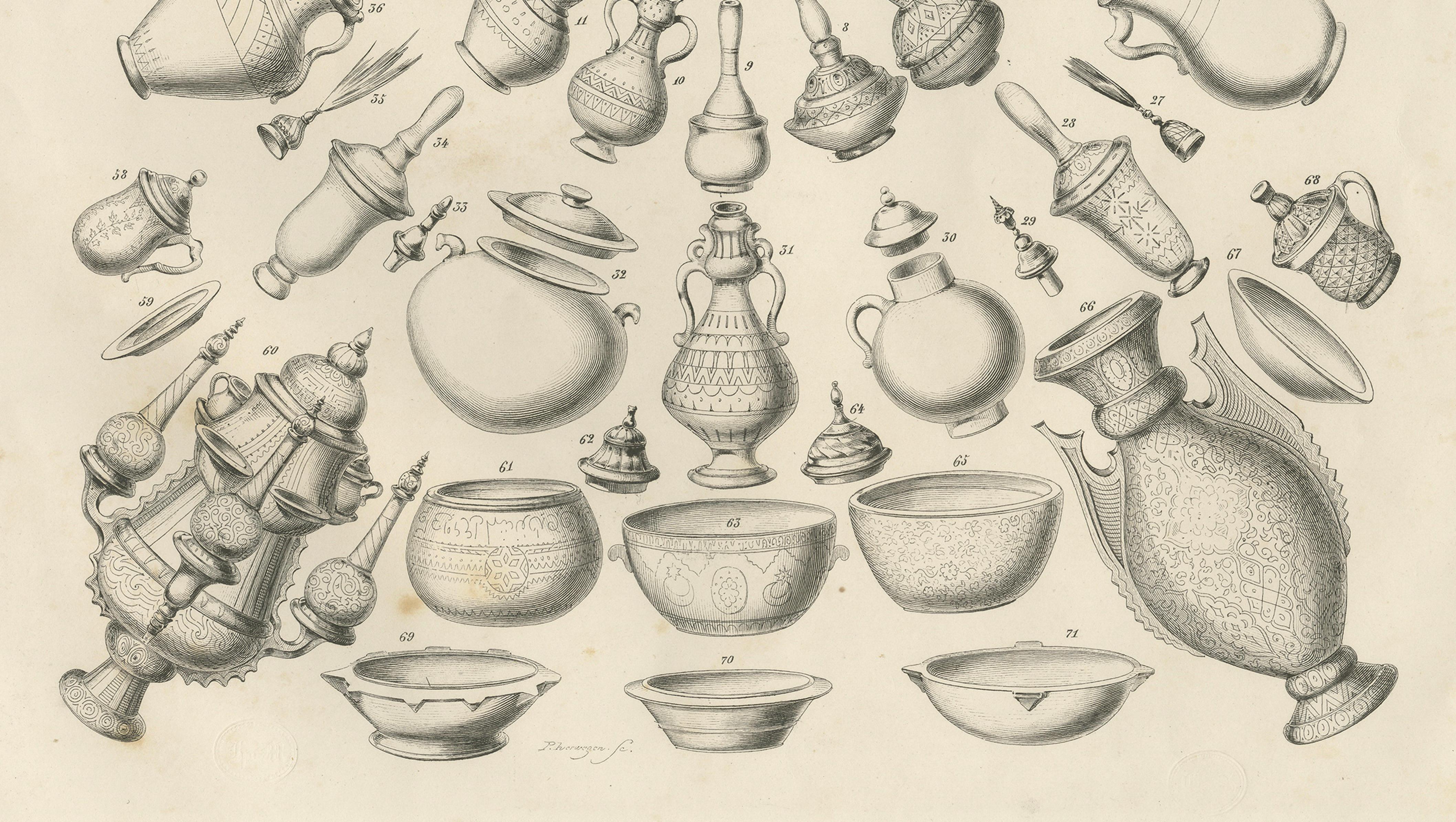 Antike islamische Gefäße und Metallarbeiten Objektstudie, Maximilian Ägypten 1846 (19. Jahrhundert) im Angebot