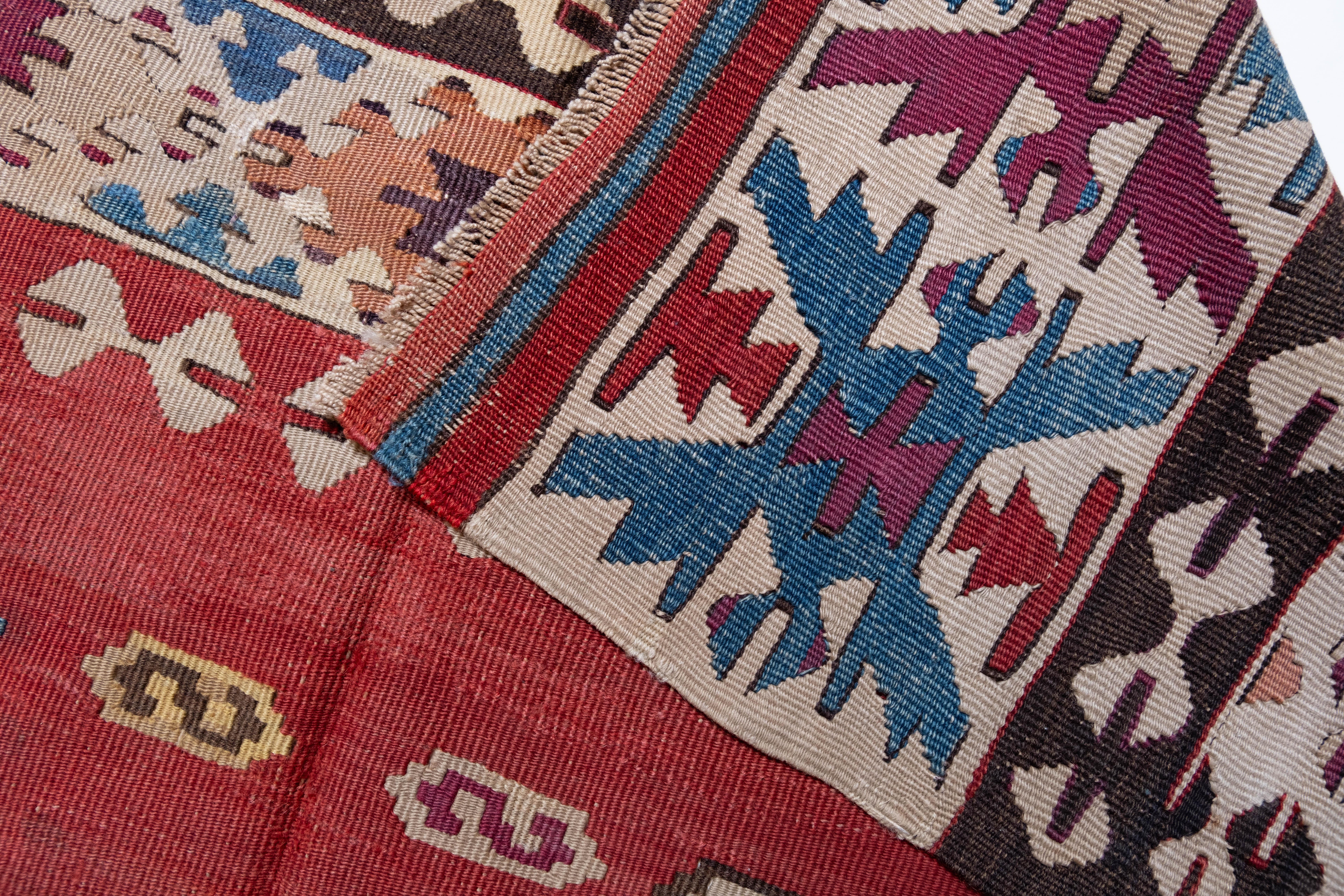 Alfombra Turca Antigua Isparta Kilim Lana Antiguo Vintage Anatolia Central Turco en venta