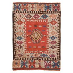 Ancien tapis Kilim d'Istanbul, vieux tapis turc vintage d'Anatolie centrale