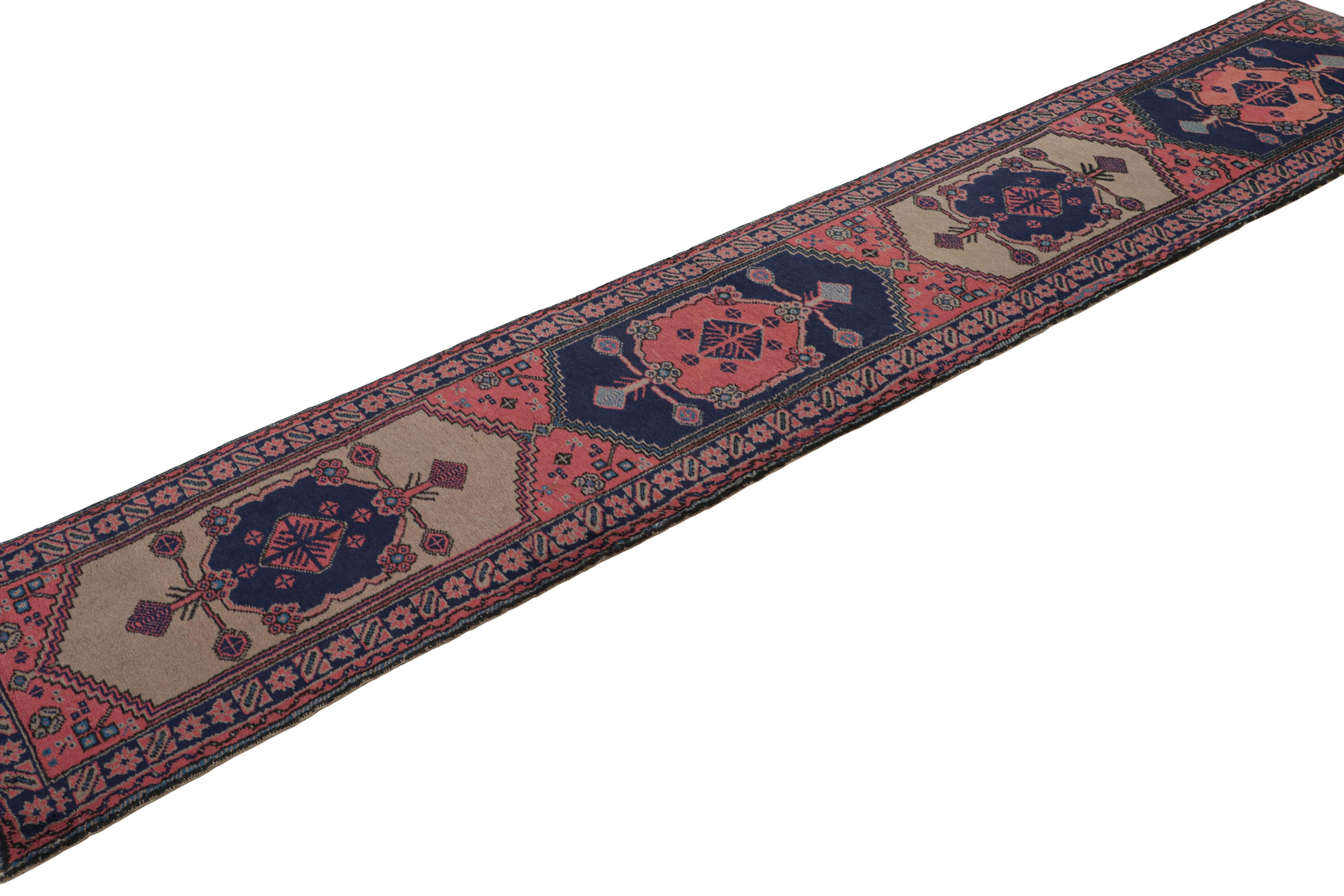 Turkish Antique Isparta Runner Rug in Pink with Geometric Medallions, from Rug & Kilim   For Sale