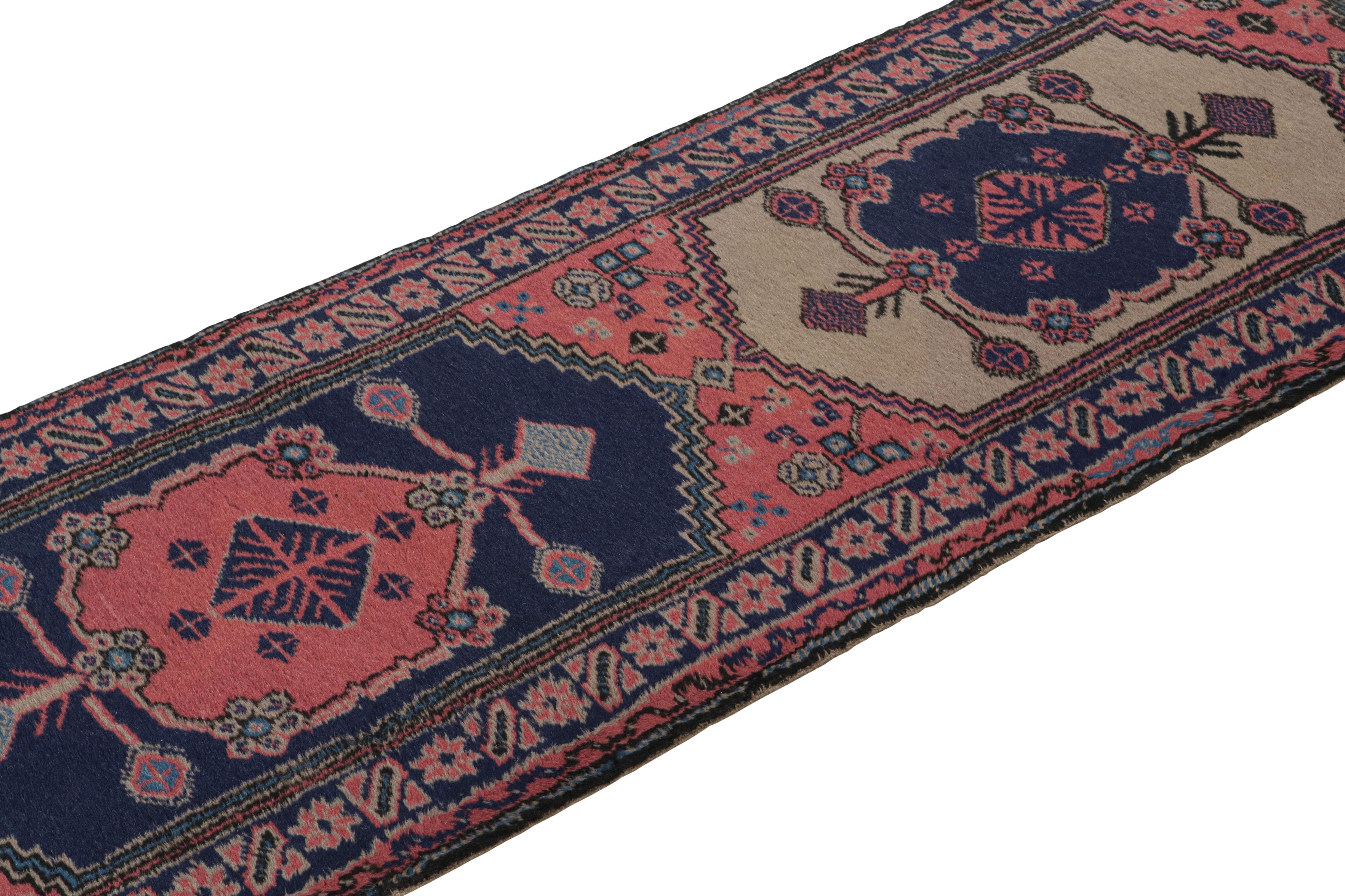 Hand-Knotted Antique Isparta Runner Rug in Pink with Geometric Medallions, from Rug & Kilim   For Sale
