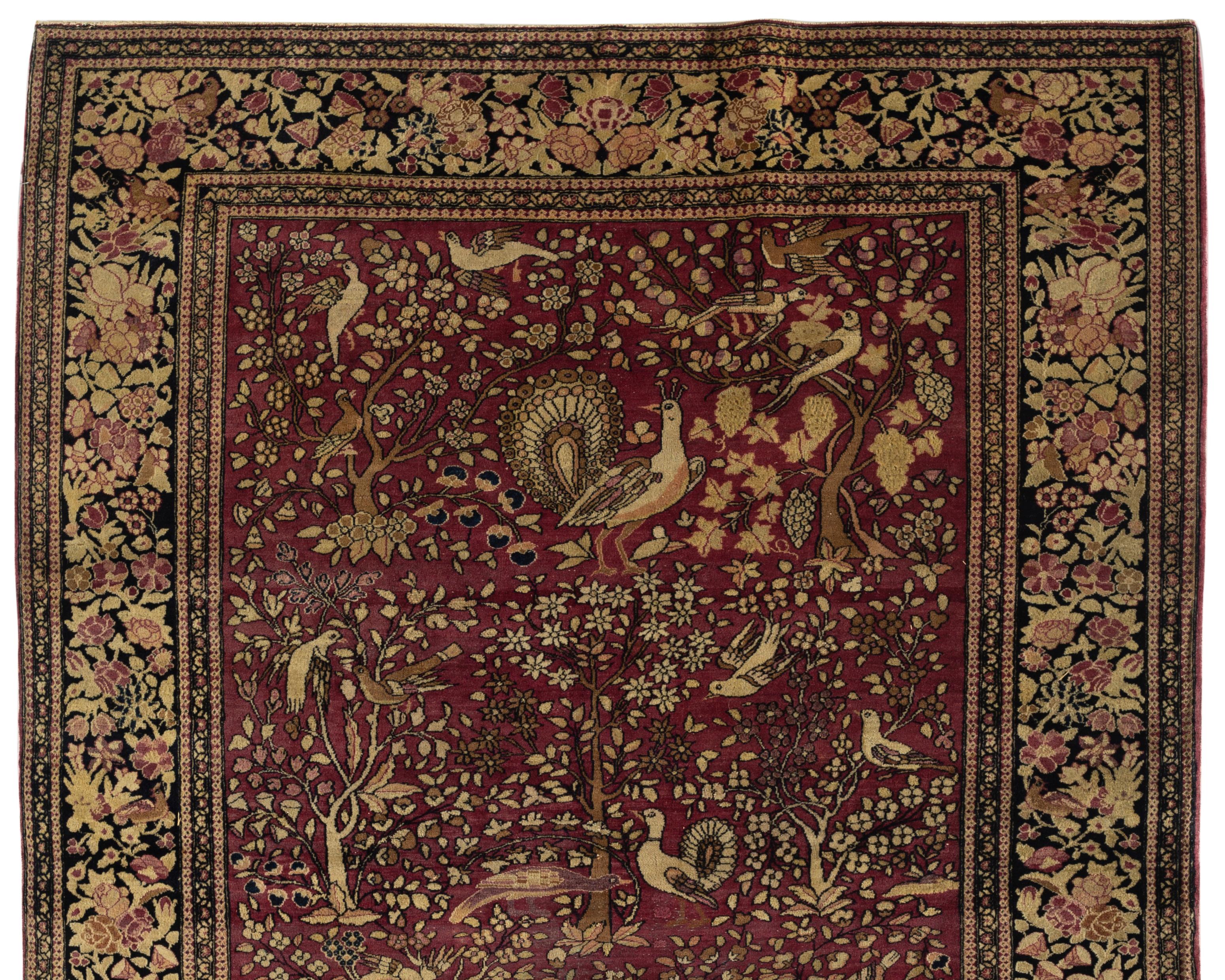 Hand-Woven Antique Isphahan Pictorial Rug, circa 1880 For Sale