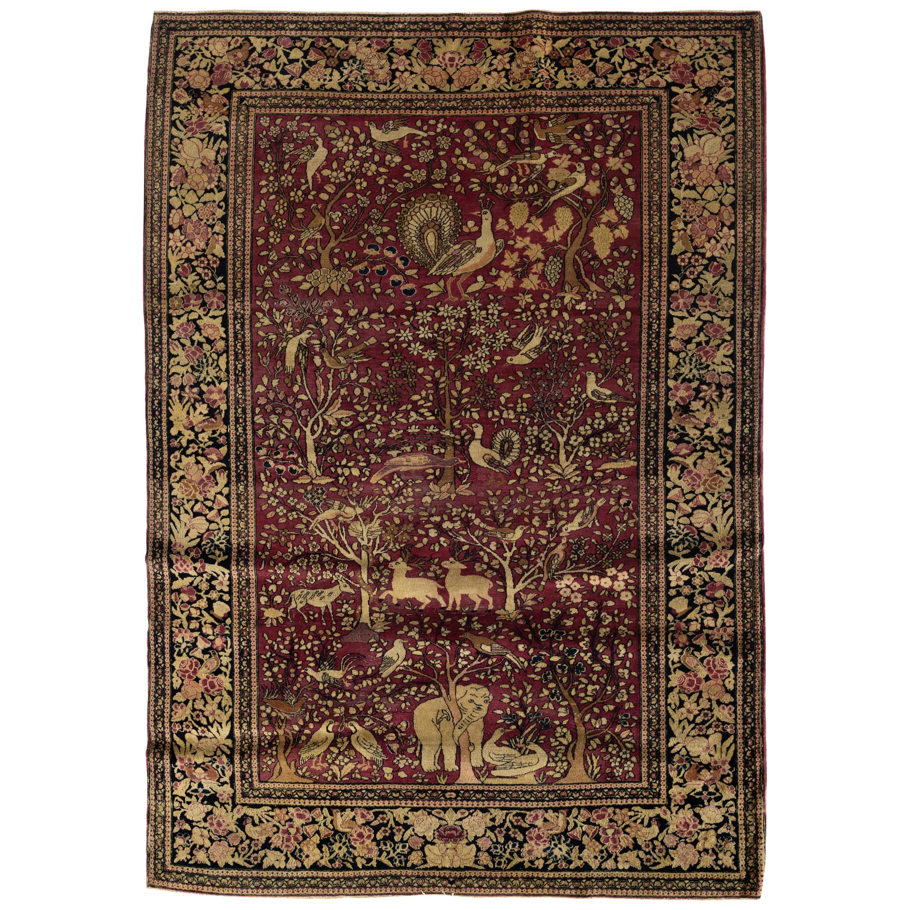 Tappeto antico Isphahan Pictorial, circa 1880